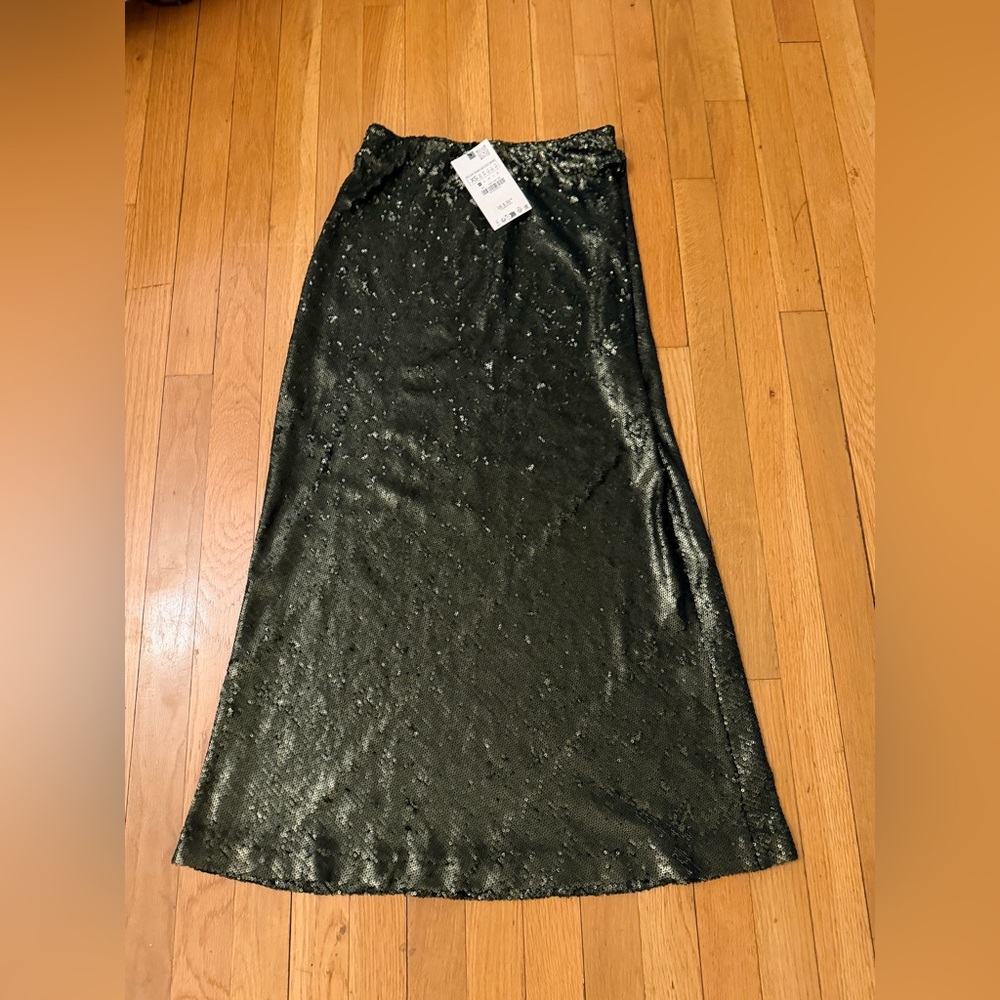 Zara Shimmering Black Maxi Skirt